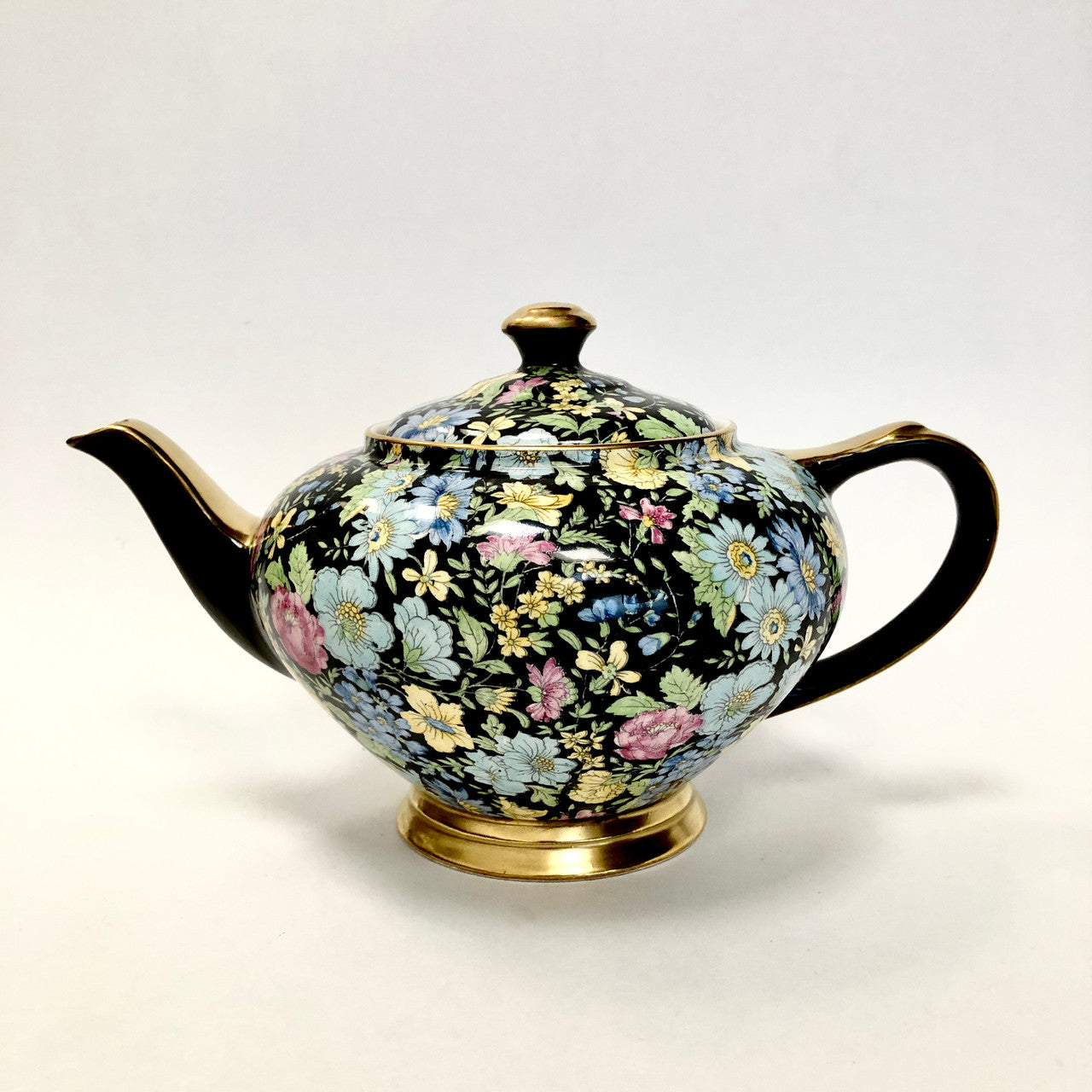Black Floral Tea Pot