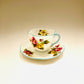 Shelley, Dainty,  Begonia, Floral with Blue Trim, Cup, Tea cup, Teacup, Saucer, Vintage, Fine Bone China, England