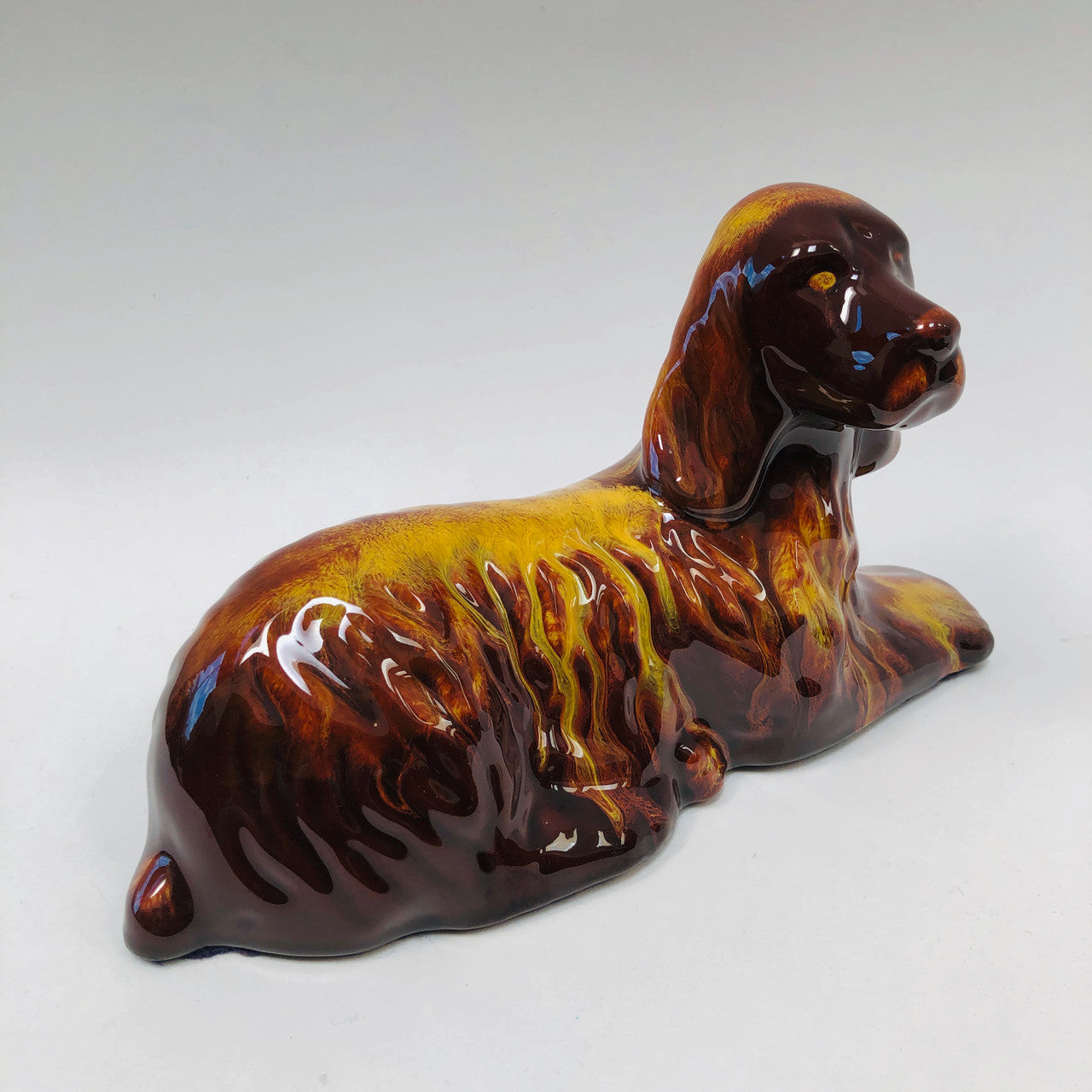 Blue Mountain, Pottery, Dog, Cocker, Spaniel, Figurine, Ceramic, Harvest Gold, Yellow, Mid-Century, Vintage