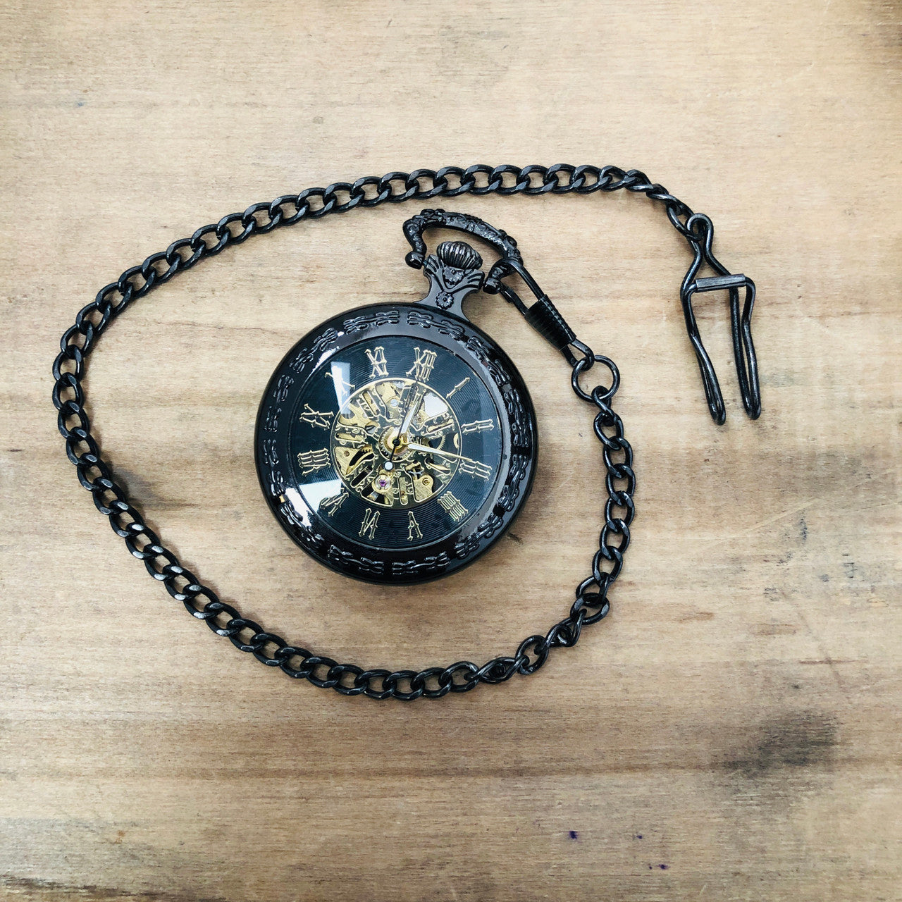 Vintage Style, Wind Up, Manual, and Battery Run, Pocket Watch, with Chain, Steampunk