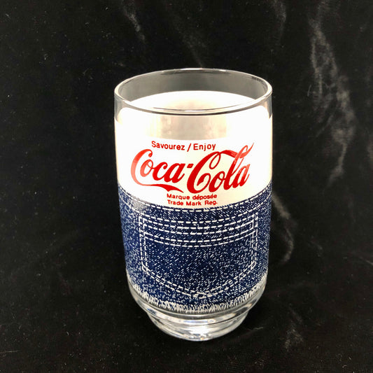 Vintage, Coke, Coca-Cola, Tumbler, Glass, Retro, 1970's, Denim, Uncirculated