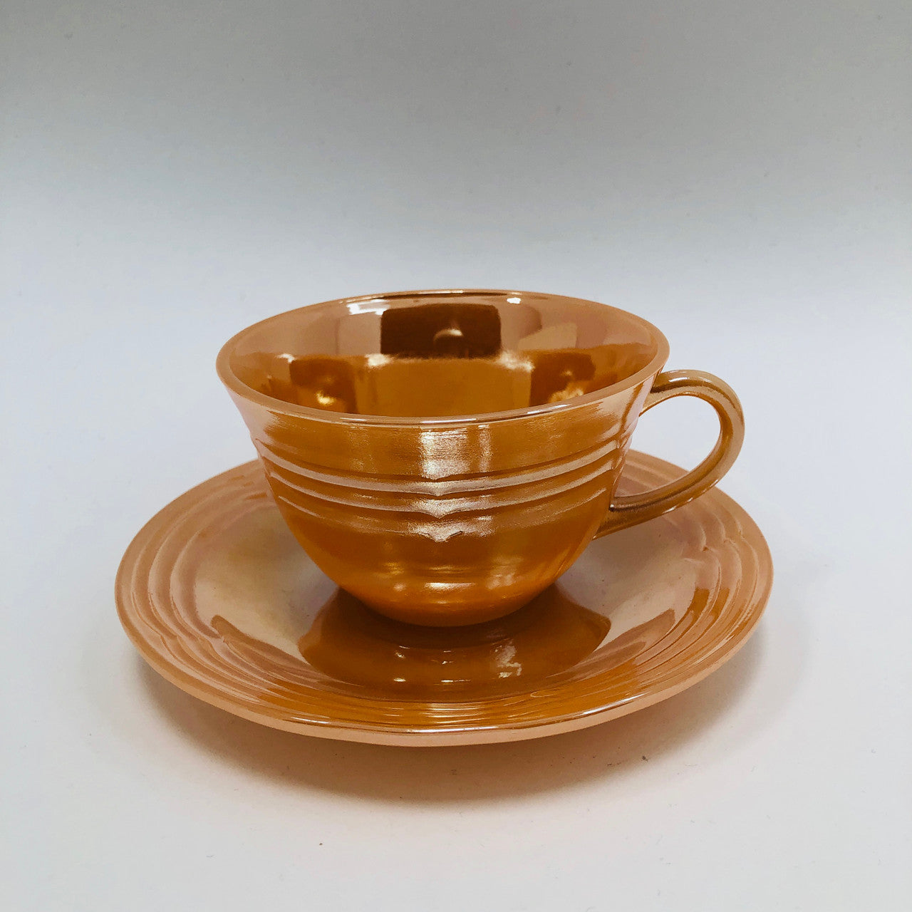 Anchor Hocking, Fire King, Cup and Saucer, Peach Lustre, Glass